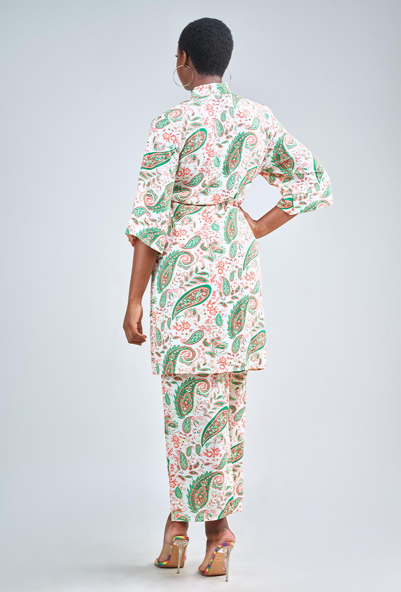 Kimono et pantalon à imprimé cachemire