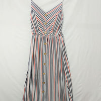 Robe rayée long en jersey à boutons