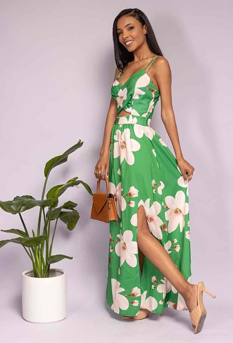 Robe croisée à imprimée fleur